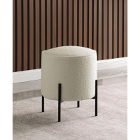Coaster Furniture 905495 Round Upholstered Ottoman Beige and Matte Black